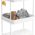 Volnamal Baby Diaper Caddy, Plastic Movable Cart for Newborn Nursery Essentials Diaper Storage Organizer for Changing Table & Crib, Easy to Assemble, Baby Registry, Off-White