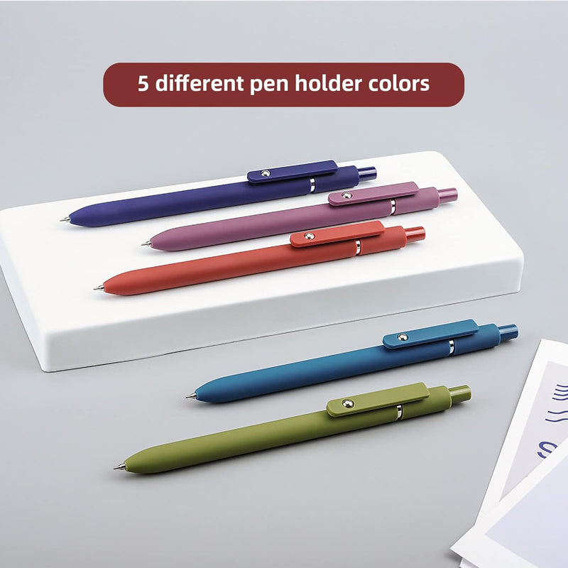 YOXMJDB Gel Pens, 5 Pcs 0.5mm Fine Point Smooth Writing Pens Cute Pens, High-End Series Black Ink Pens for Journaling Note Taking, School Office Supplies for Women Men (5 Pcs Vintage)