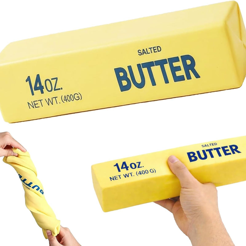 Slow Rebound Cute Butter Squeeze Stress Balls, 2026 New Squeeze Ball Realistic Butter Stick Soft Squeeze Toys, Upgrade Stress Relief Fidget Toys Wet Slow Rebound Stress Relief Toy (1, Yellow) (1Pcs)
