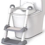 HBTower Potty Training Seat with Step Stool Ladder & Safety Handles,Grey | Foldable Toddler Toilet Seat with Splash Guard for Boys and Girls, Comfortable Kids Potty Cushion & Anti-Slip Pads