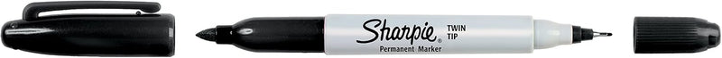 Sharpie Twin Tip Permanent Markers, Fine and Ultra Fine, Black, 12 Count