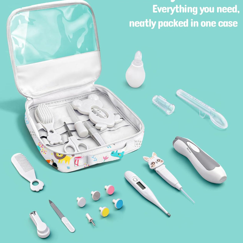 YASEW Baby Grooming Kit with Electric Nail Trimmer, Newborn Essentials | Hair, Nail, Nasal and Temperature Care, Home and Travel Ready, For Infants and Toddlers, Baby Shower Gift