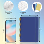 Utron 3 PCS Small Spiral Notebook 5x7, Notebooks for Note Taking, Blue Color Scheme Spiral Journal Notebook, Work Notebook Small Notebooks 5x7 with Strap, Cute Notebooks for Women 70 Sheets/Note Books