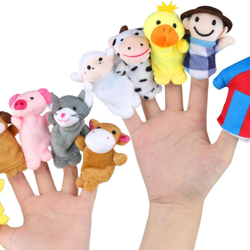 RIY 10-Piece Old Macdonald Had A Farm Finger Puppets Set for Story Time, Educational Play, and Imaginative Learning, crafted from Soft Velvet Cloth