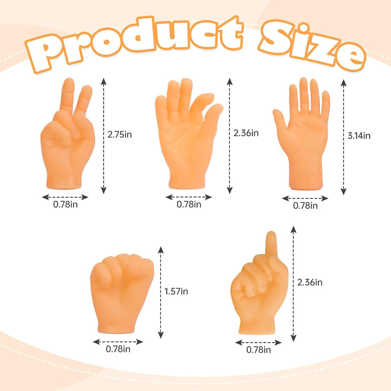 30 Pcs Tiny Hands Finger Puppets Set, Realistic Mini Human Hand Replicas in 7 Diverse Styles for Gag Gifts, Prank Shows, Performance Fun, and Party Favors for Kids and Adults.