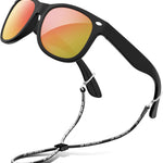 RIVBOS Kids Sunglasses Polarized UV400 TPE with Strap for Boys Girls RBK004 | Flexible rubber frame with UV protection and secure strap for boys, girls, beach, travel and play
