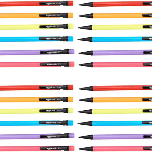 Amazon Basics Mechanical Pencils 0.7mm for Writing, Drawing, School and Office Supplies, Multicolor, 24-Pack