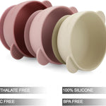 PandaEar 3 Pack Baby Bowls with Suction| Stay Put Silicone Food Bowl for Babies Kids Toddlers Infants| Food Grade Soft Safe BPA-Free Silicone (Pink)