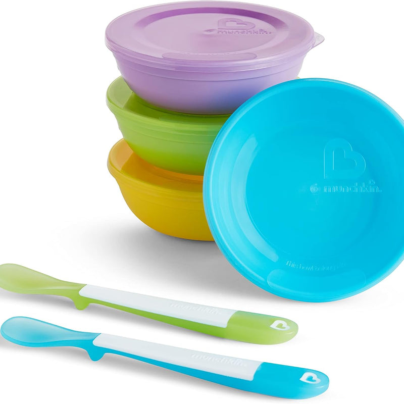 Munchkin® Love-a-Bowls™ 10 Piece Baby Feeding Set, Includes Bowls with Lids and Spoons, Multicolor