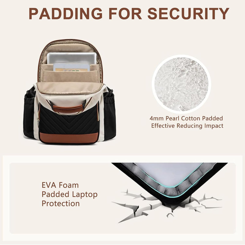 Laptop Backpack for Women Bookbag: 15.6 inch Work School Backpacks with Pouch Pocket for Large Capacity Cup & USB Charger College Book Bag Travel Business Nurse Teacher Bookbags Anti-theft Back Pack