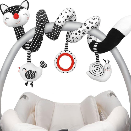 XIXILAND Baby Spiral Plush Toys, Black and White Baby Car Seat Toys, High Contrast Infant Newborn Toy 0-6 Months for Stroller Crib Mobile, Sensory Toy Best Gift for 0 3 6 9 12 Months Boys Girls