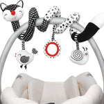 XIXILAND Baby Spiral Plush Toys, Black and White Baby Car Seat Toys, High Contrast Infant Newborn Toy 0-6 Months for Stroller Crib Mobile, Sensory Toy Best Gift for 0 3 6 9 12 Months Boys Girls