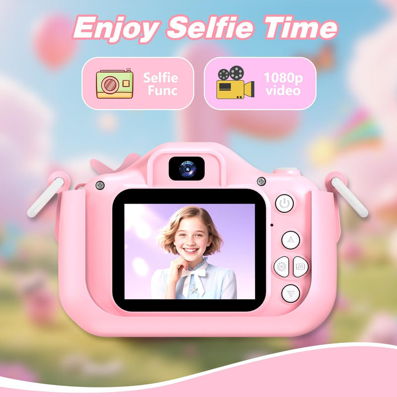 Goopow Kids Digital Camera: 1080P Video, 8X Zoom, Selfie Mode, 32GB SD Card