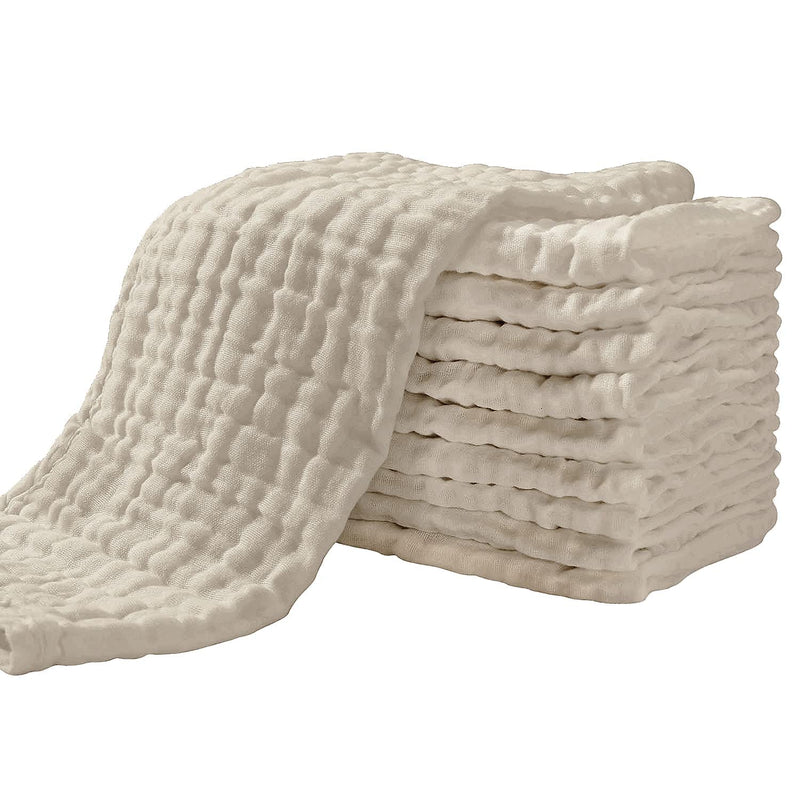 Yoofoss Muslin Burp Cloths for Baby 10 Pack 100% Organic Cotton Baby Washcloths for Boys Girls Large 20''X10'' Super Soft and Absorbent White