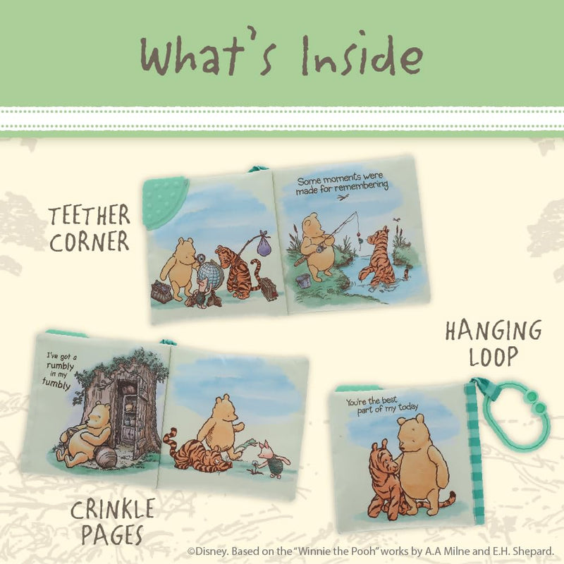Winnie The Pooh Soft Book for Kids with On The Go Clip, 5 Inches, BPA Free