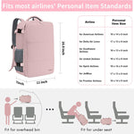 Taygeer Travel Backpack for Women, Carry On Backpack with Water Bottle Pocket & Shoe Pouch, TSA 15.6inch Laptop Mochila Flight Approved, Nurse Bag Casual Daypack for Weekender Business Hiking, Pink