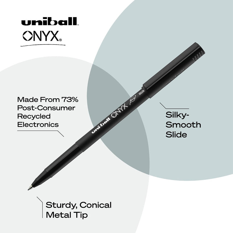 uniball Onyx Rollerball Pens, Micro Point (0.5mm), Black