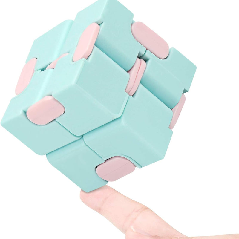 Infinity Cube Fidget Toy Stress Relieving Fidgeting Game for Kids and Adults,Cute Mini Unique Gadget for Anxiety Relief and Kill Time (Macaron Blue)