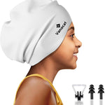 Kids Extra Large Swim Cap for Long Hair, Waterproof Silicone Swimming Caps for Boys Girls Children Youth Teen, Large Swim Hat for Long Thick Curly Hair & Dreadlocks Braids Weaves Afro Hair