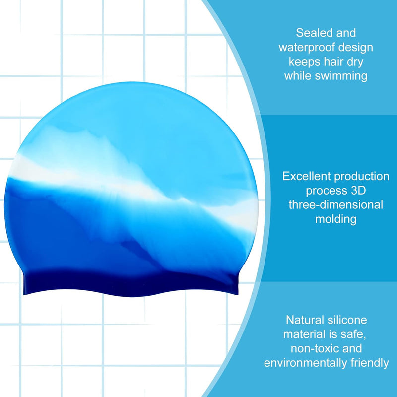Zhanmai 3 Pieces Kids Swim Caps for Girls Boys Age 4-16 Silicone Swimming Cap Long Hair Teens Youths with Long Curly Hair Braids Dreadlocks Large Waterproof Pool Swim Hat