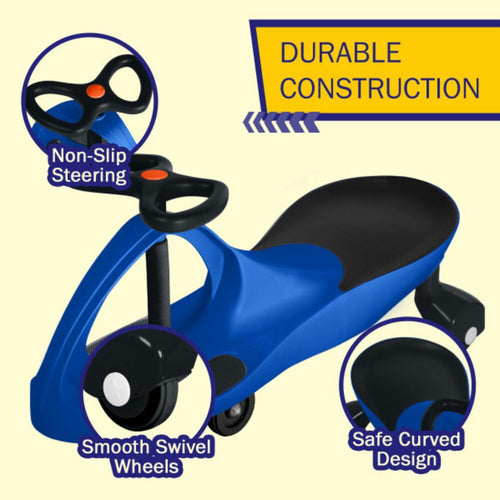 Blue and Black Lil' Rider Wiggle Car Ride on Toy, No Batteries, Gears, or Pedals, Ages 3 and Up, Develops Motor Skills, Indoor or Outdoor Use
