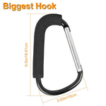 2 Pack Stroller Hooks, 6.3" Large Stroller Clips, Carabiner Clip | Stroller Hook for Hanging Diaper Bags and Shopping, Universal Stroller Accessories for Mommy