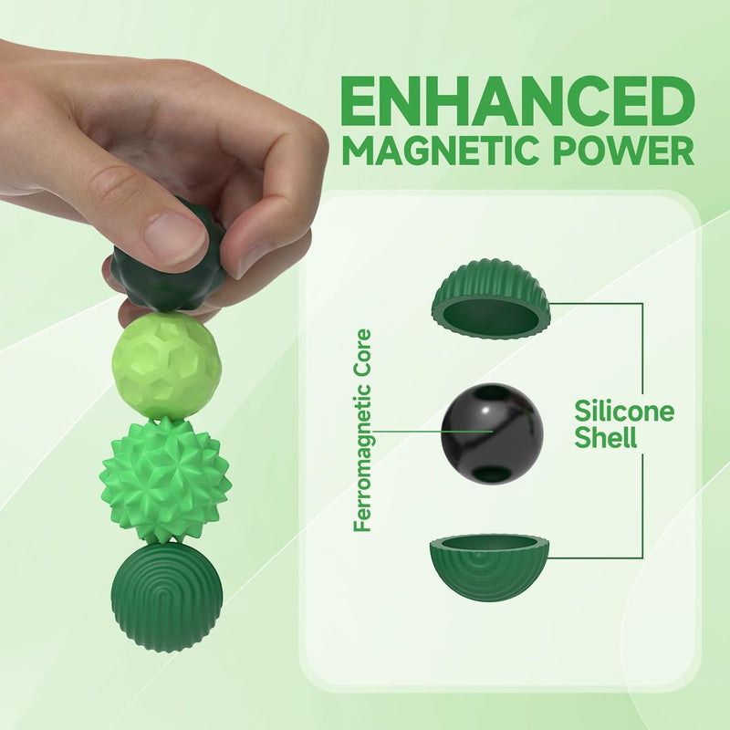 Magnetic Balls Fidget Toys Adults, 8pcs Stress Relief Magnet Sensory Ball with Silicone Shell for to Hands Anxious Mind,Office Desk Fidget for Autism ADHD Anxiety, Stocking Stuffers for Teens Girl
