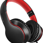 LORELEI X6 Over-Ear Wired Stereo Bass Headphones with Microphone, Lightweight, Foldable & Portable with 1.45M No-Tangle for Smartphone, Tablet, MP3/4, Space Black