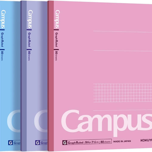 KOKUYO Composition Notebooks, 3 Pack Campus 9-3/4" x 7-1/2" Comp Book with College Ruled, 80 Sheets, Pink Blue Lavender School Lined Notebook Journal for Work Study Note Taking (WSG-NO-308CG1×3)