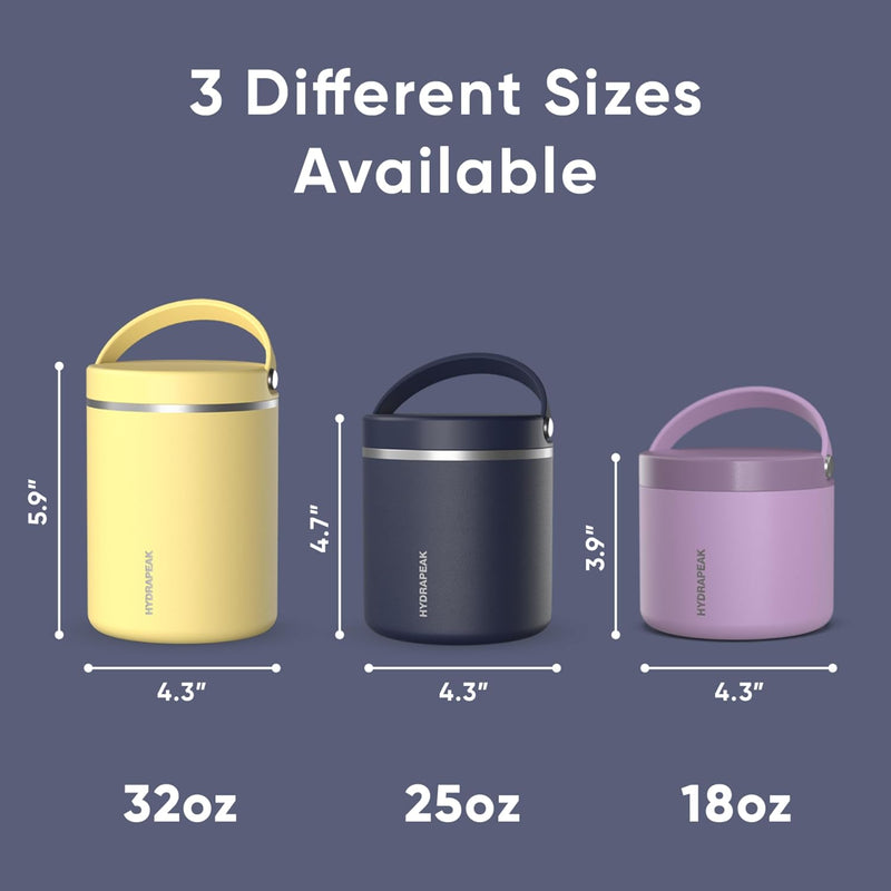 Hydrapeak 18oz Stainless Steel Vacuum Insulated Food Jar Kids for Hot and Cold Food, Wide Mouth Leak-Proof Soup Adults, 10 Hours 16 (Navy) (HP-Foodie18)