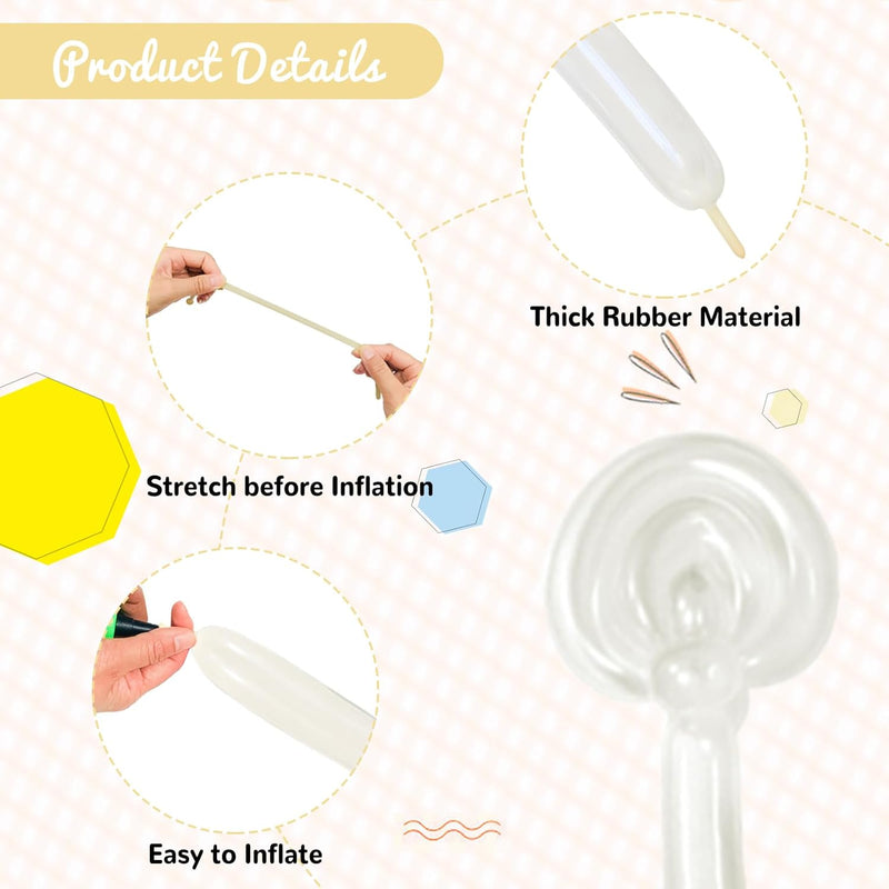 100pcs clear 260 balloons latex for tying balloon arch, decorations, parties, weddings and more