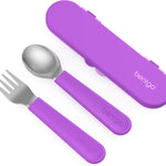 Bentgo Kids Stainless Steel Utensil Set - Reusable Fork, Spoon & Storage Case, PFAS- & BPA-Free, Easy-Grip Handles, Lightweight, Dishwasher Safe, School Lunch, Travel & Outdoors (Blue)