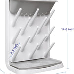 Ubbi Vertical Baby Bottle Drying Rack, Space Saving Countertop Bottle Dryer | 13-Peg Bottle Drying Rack Removable Drain Tray, Baby Organizer for Pump Parts, Pacifiers & Accessories, Dishwasher Safe, Gray