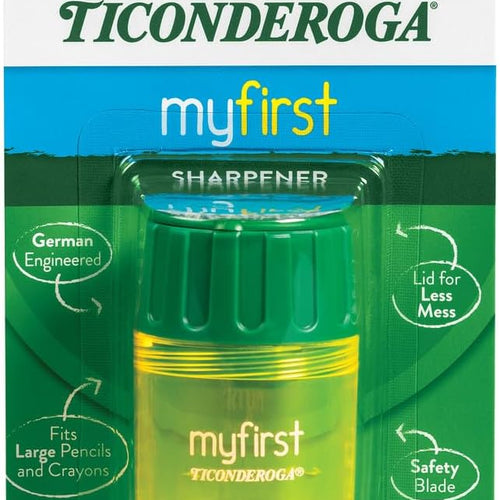Ticonderoga My First Pencil Sharpener, 1 Hole, Large Barrel, Yellow/Green