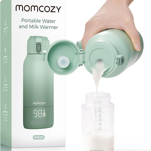 Momcozy Portable Bottle Warmer for Breast Milk, Baby Travel Essentials | Fast Heating with Nutrients Preserved, Precise Temp Control, Dual Heating Modes for Breast Milk & Water, 17OZ Large Capacity