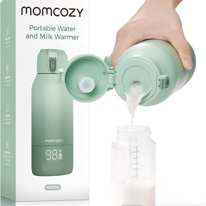 Momcozy Portable Bottle Warmer for Breast Milk, Baby Travel Essentials | Fast Heating with Nutrients Preserved, Precise Temp Control, Dual Heating Modes for Breast Milk & Water, 17OZ Large Capacity