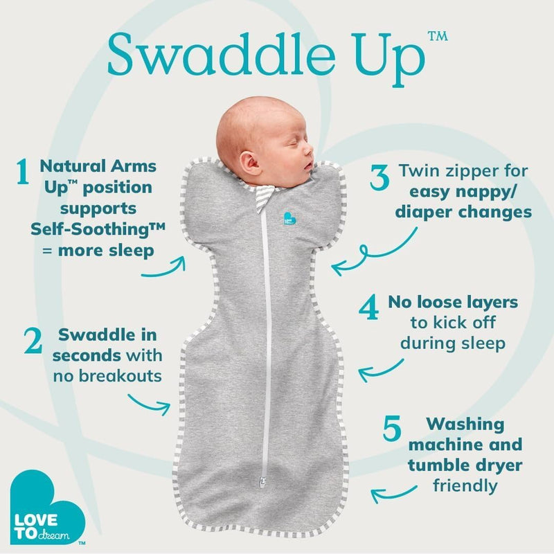 Love to Dream Swaddle UP, Baby Sleep Sack, Self-Soothing Swaddles for Newborns, Improves Sleep, Secure Fit Helps Calm Startle Reflex, New Born Essentials for Baby, 1.0 TOG, 5-8.5 lbs, Mini Posy