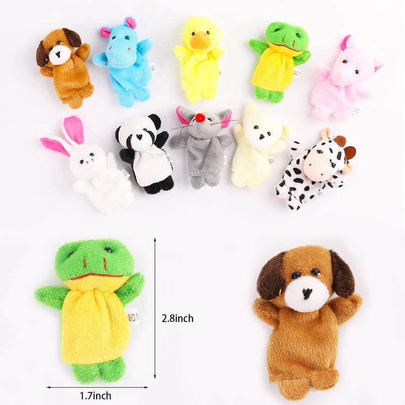 10-Piece Soft Plush Animal Finger Puppet Set for Kids | Durable Velvet Cloth Mini Figures Assortment for Boys & Girls, Educational Play, Party Favors, and Storytime Fun.
