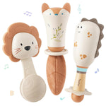 Baby Rattles & Teethers Set – Baby Toys 0-6 Months, Teething Toys 3-6 Months, Sensory Toys with Soft Textures, Gentle Sounds & Easy-Grip Shape, Neutral Newborn Gift（10-Pack）