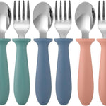 Toddler Utensils Set, 6-Piece Kids Fork and Spoon Set | 18/8 Stainless steel with plastic handles, rounded edges, toddler-size, dishwasher safe