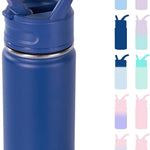 Fijinhom 12oz Kids Water Bottle for School, Toddler Water Bottles with Straws, Insulated Water Bottles for Boys&Girls, Stainless Steel Vacuum Insulated Bottle for Kids, Leak-Proof, BPA-Free, Blue