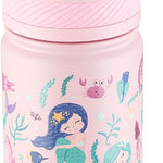 Fanhaw 14 oz Kids Water Bottle for School, Insulated Water Bottle with Straw Lid, Stainless Steel Vacuum Insulated Bottle for Boys & Girls, Leak-Proof, BPA Free(Blue - Under Construction)