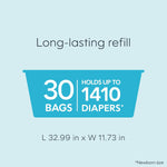 Diaper Genie Easy Roll Refill | 30 Bags Per Refill | Holds Up to 1410 Newborn Diapers | Odor Control | Diaper Pail Refill Bags | Fits Diaper Genie Signature & Platinum Pails