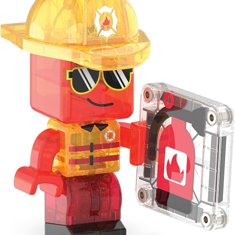 MAGNA-TILES Fire Rescue 27-Piece Magnetic Construction Set, The Original Magnetic Building Brand
