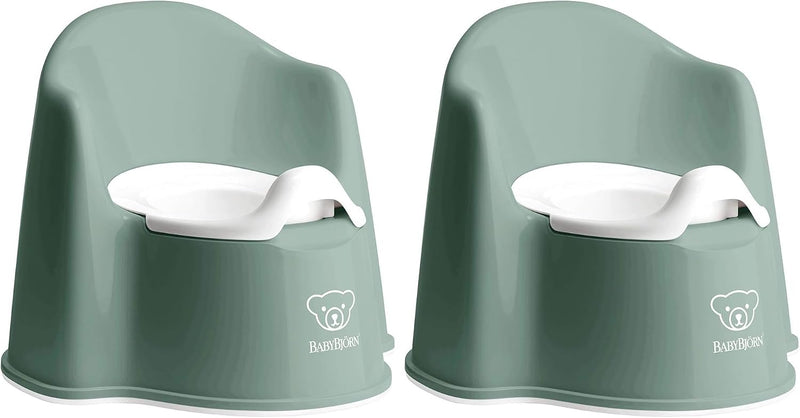 BabyBjörn Potty Chair, Deep Green/White | Potty Training Toilet, Easy-to-Clean, Removable Inner Potty, Non-Slip