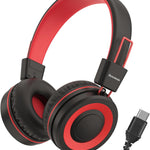 bywulanda upgrade usb type c kids headphones for safe volume limited kids school headphones dark blue