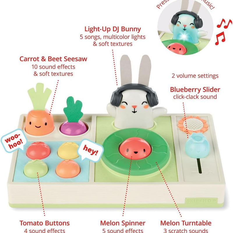 Skip Hop Baby Musical DJ Set Toy with Lights, Songs, Sound Effects, and Soft Textures, Farmstand Let The Beet Drop DJ Set