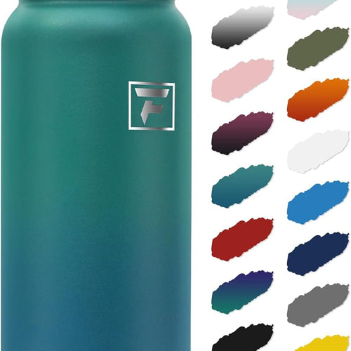 Fanhaw 20 oz Insulated Stainless Steel Water Bottle with Anti-Dust Chug Lid, Leakproof Vacuum Metal Everyday Use Bottle for Kids, Teens & Adults, Back to School Essentials (Green Blue)