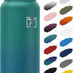 Fanhaw 20 oz Insulated Stainless Steel Water Bottle with Anti-Dust Chug Lid, Leakproof Vacuum Metal Everyday Use Bottle for Kids, Teens & Adults, Back to School Essentials (Green Blue)