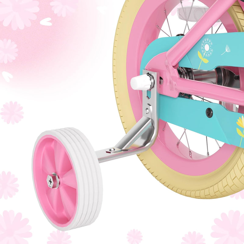 XJD Girls 12-16 Inch Kids Bike with Training Wheels, Streamers, and Adjustable Seat